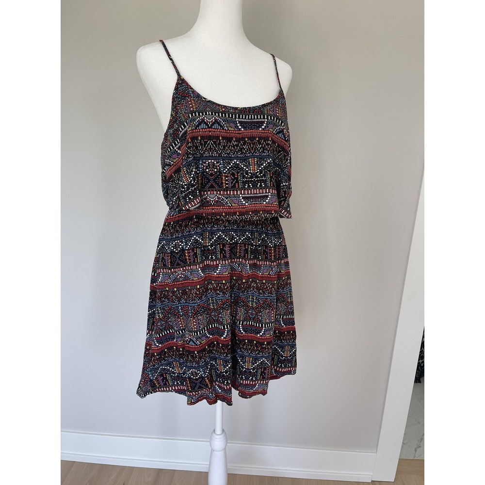 Eyeshadow Women's Large Boho Sundress Multicolor Geo Aztec Print Empire Waist